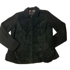 Vintage Suede Leather Sweater Jacket